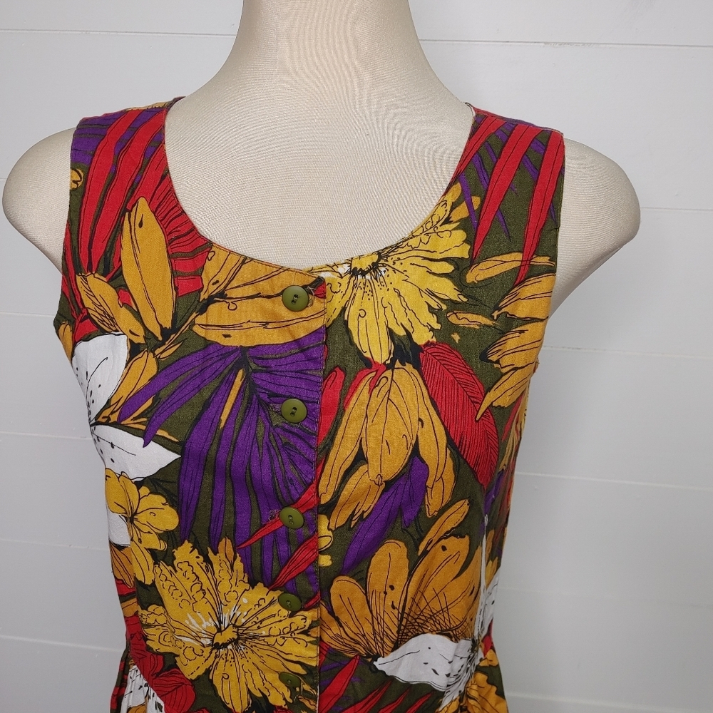 Vintage Bobbie Bee Tropical Cotton Jumpsuit Size 8 - Picture 3 of 14